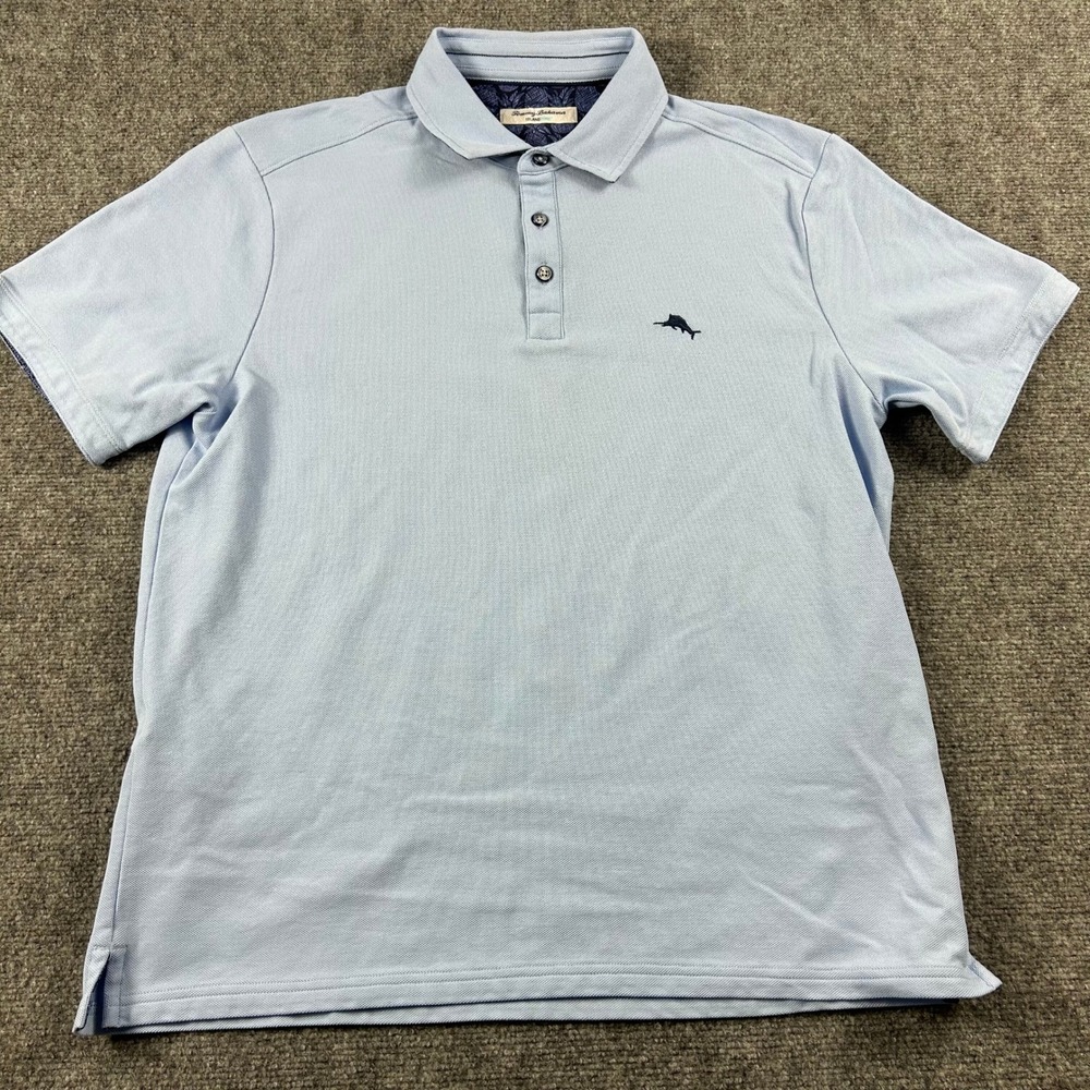Tommy Bahama Polo Shirt Mens Large Blue IslandZone Short Sleeve Marlin Golf - Picture 2 of 6
